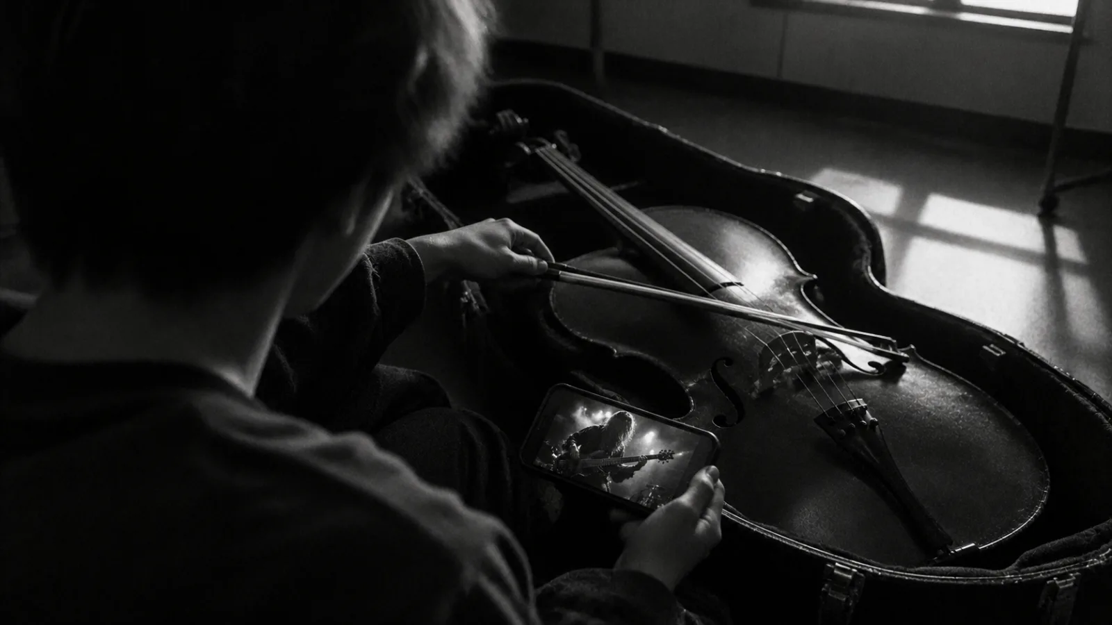 Chuncheon, 2016 — a hand that put down the bow, a bassist on a phone