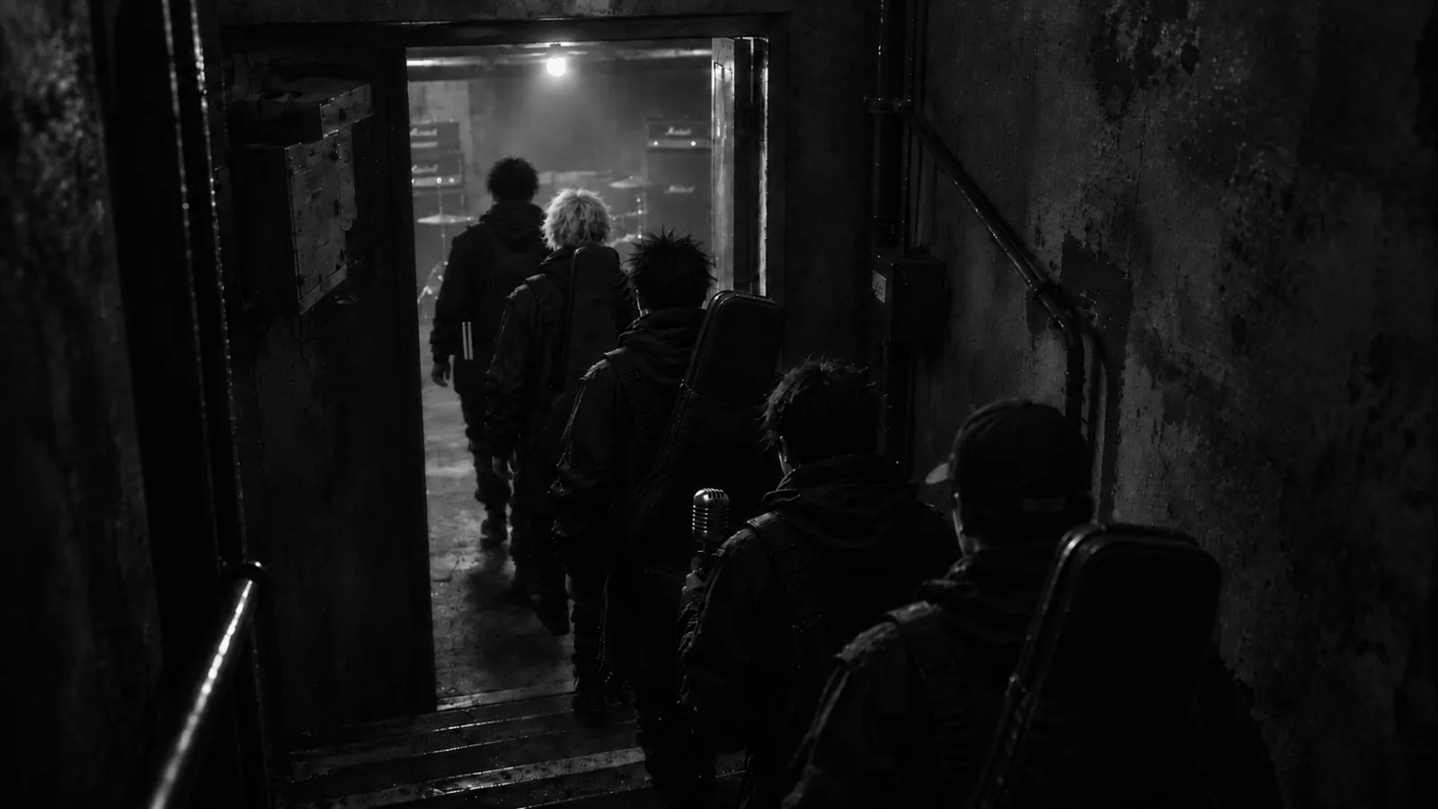 The five walk into room 6 in single file